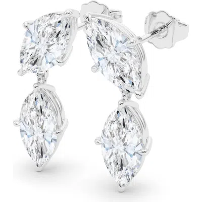 Hautecarat Lab Grown Diamond Twin Marquise Cut Drop Earrings