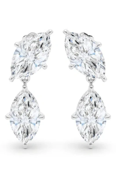 Hautecarat Lab Grown Diamond Twin Marquise Cut Drop Earrings