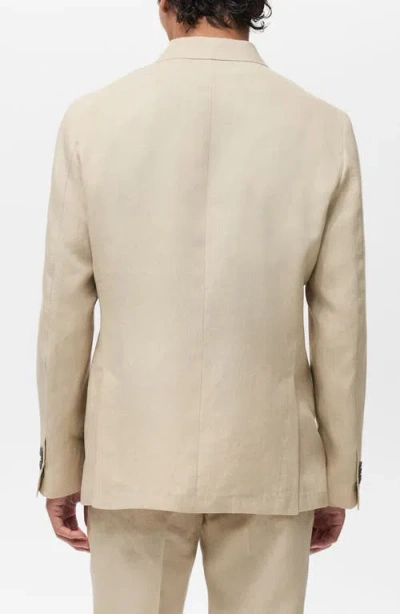 Mango Slim Fit Linen Blazer In Green