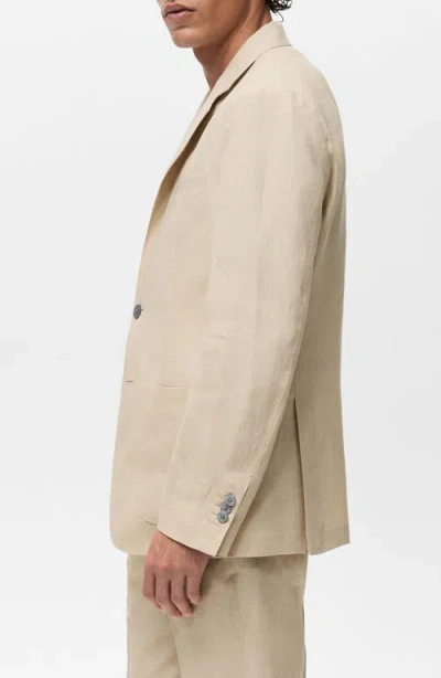 Mango Slim Fit Linen Blazer In Green