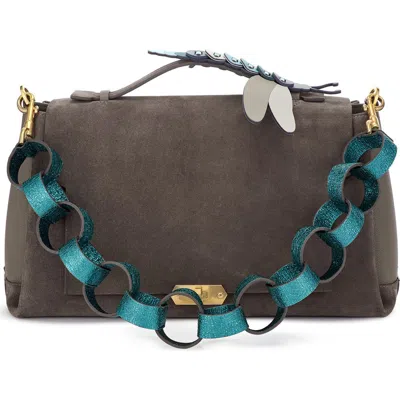 Anya Hindmarch Bathurst Dragonfly Detail Leather & Suede Satchel