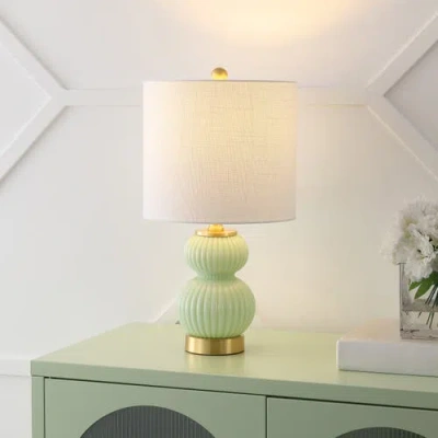 Jonathan Y Daphne Ribbed Metal/glass Led Table Lamp In Multi
