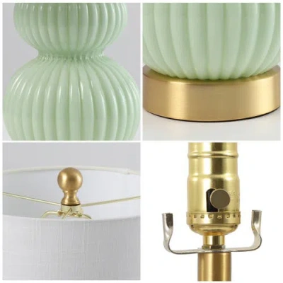 Jonathan Y Daphne Ribbed Metal/glass Led Table Lamp In Multi
