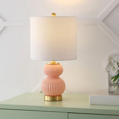Jonathan Y Daphne Ribbed Metal/glass Led Table Lamp In Multi