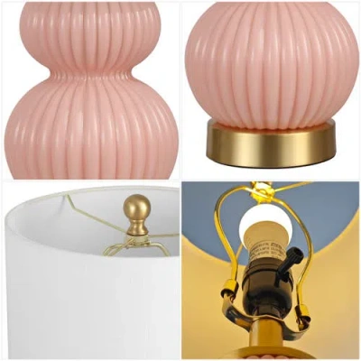 Jonathan Y Daphne Ribbed Metal/glass Led Table Lamp In Multi