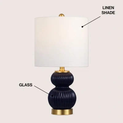 Jonathan Y Daphne Ribbed Metal/glass Led Table Lamp In Black