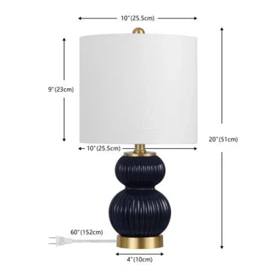 Jonathan Y Daphne Ribbed Metal/glass Led Table Lamp In Black