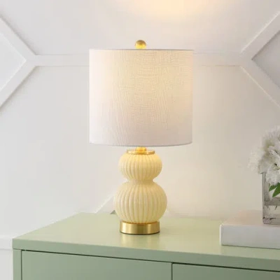 Jonathan Y Daphne Ribbed Metal/glass Led Table Lamp In Multi