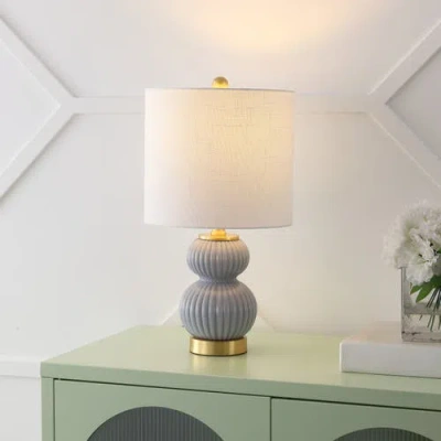 Jonathan Y Daphne Ribbed Metal/glass Led Table Lamp In Multi