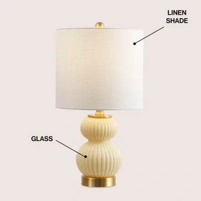 Jonathan Y Daphne Ribbed Metal/glass Led Table Lamp In Multi