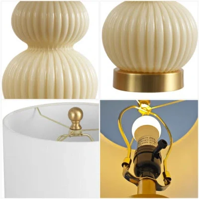 Jonathan Y Daphne Ribbed Metal/glass Led Table Lamp In Multi