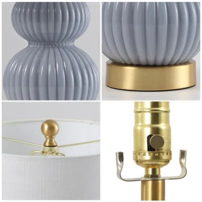Jonathan Y Daphne Ribbed Metal/glass Led Table Lamp In Multi
