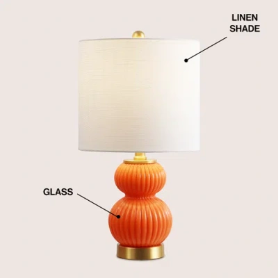 Jonathan Y Daphne Ribbed Metal/glass Led Table Lamp In Orange