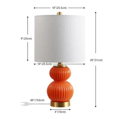 Jonathan Y Daphne Ribbed Metal/glass Led Table Lamp In Orange