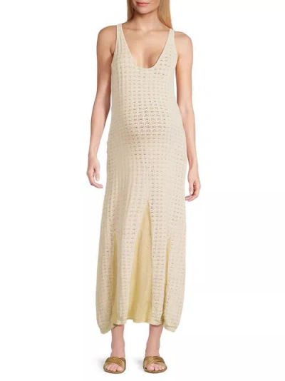 Emilia George Naomi Pointelle Maxi Dress In Neutral
