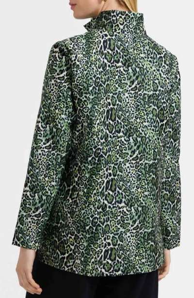 Foxcroft Carolina Leopard Print Cotton Sateen Button-up Shirt In Multi