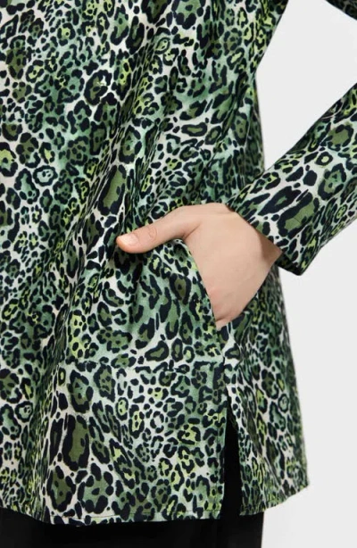 Foxcroft Carolina Leopard Print Cotton Sateen Button-up Shirt In Multi