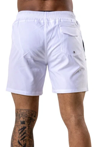 Maceoo Swim Lion Brilliant White Swim Trunks In Purple