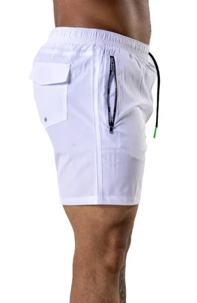 Maceoo Swim Lion Brilliant White Swim Trunks In Purple