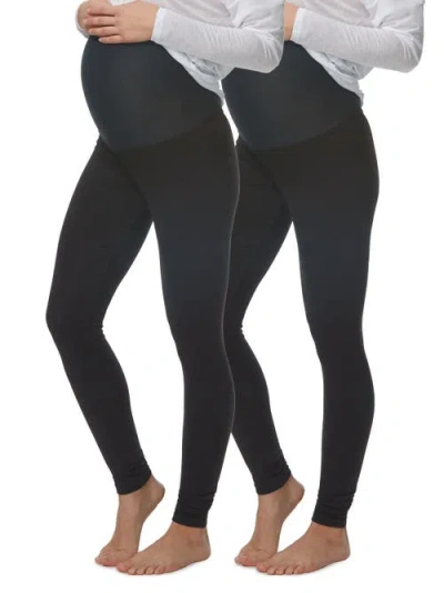 Felina Velvety Soft Maternity Leggings 2 Pack In Black