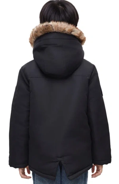 Rokka&rolla Kids' Parka Jacket With Insulated Hood In Black
