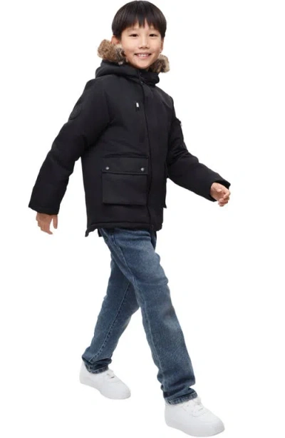 Rokka&rolla Kids' Parka Jacket With Insulated Hood In Black