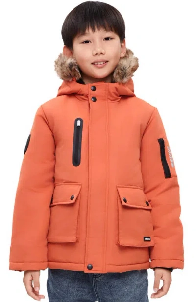 Rokka&rolla Kids' Parka Jacket With Insulated Hood In Orange