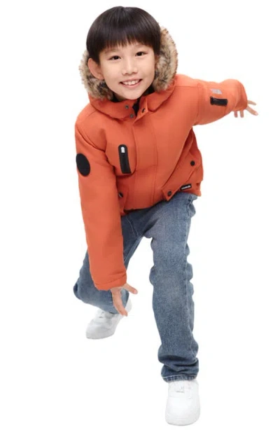 Rokka&rolla Kids' Parka Jacket With Insulated Hood In Orange