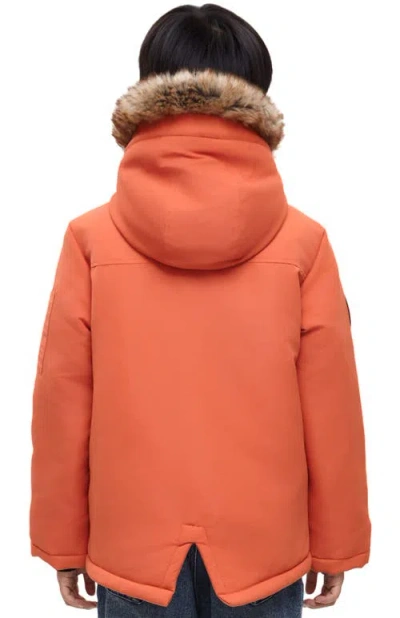 Rokka&rolla Kids' Parka Jacket With Insulated Hood In Orange