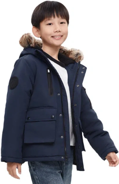Rokka&rolla Kids' Parka Jacket With Insulated Hood In Blue