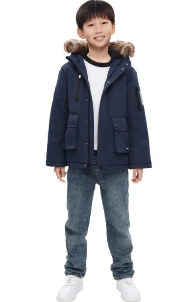 Rokka&rolla Kids' Parka Jacket With Insulated Hood In Blue