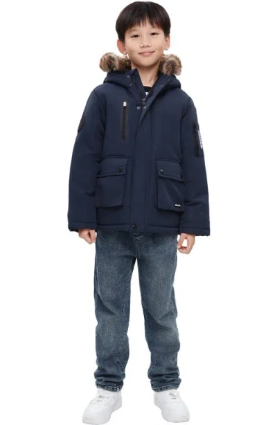Rokka&rolla Kids' Parka Jacket With Insulated Hood In Blue