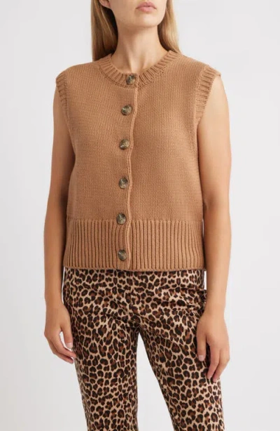 Anne Klein Button-up Sweater Vest In Black