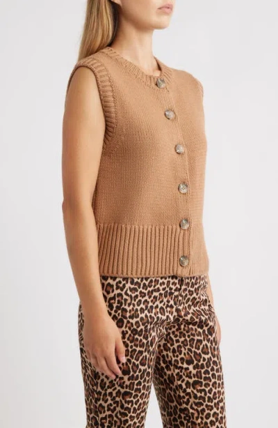 Anne Klein Button-up Sweater Vest In Black