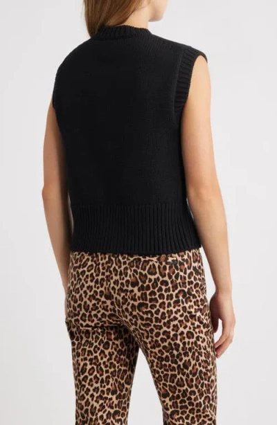 Anne Klein Button-up Sweater Vest In Black