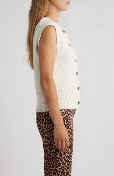 Anne Klein Button Front Sweater Vest In White