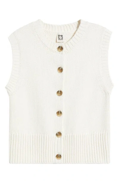 Anne Klein Button Front Sweater Vest In White