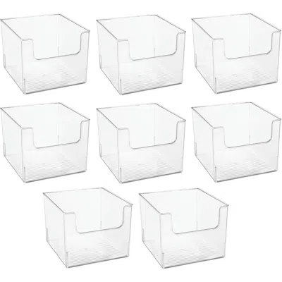 Mdesign Plastic Household Storage Organizer Bins With Open Front, 10 X 10 X 7.75 In Transparent