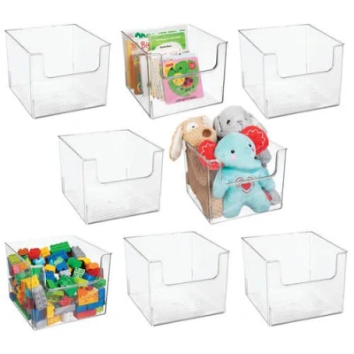 Mdesign Plastic Household Storage Organizer Bins With Open Front, 10 X 10 X 7.75 In Transparent