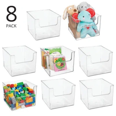 Mdesign Plastic Household Storage Organizer Bins With Open Front, 10 X 10 X 7.75 In Transparent