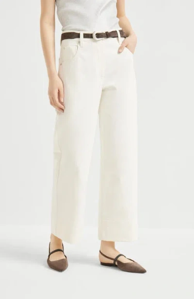 Brunello Cucinelli Square Chino Trousers In White