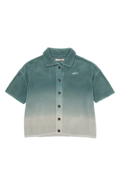 Honor The Gift Ombré Open Stitch Button-up Shirt In Green