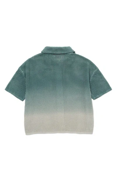 Honor The Gift Ombré Open Stitch Button-up Shirt In Green