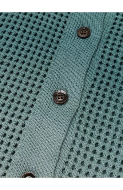 Honor The Gift Ombré Open Stitch Button-up Shirt In Green