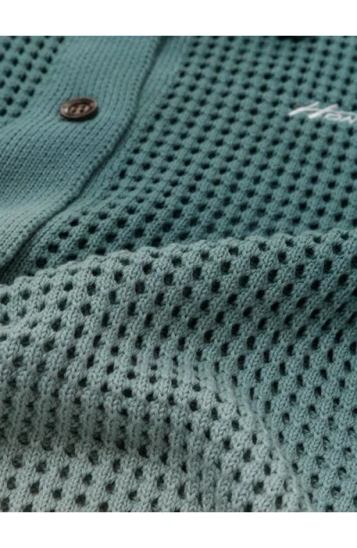 Honor The Gift Ombré Open Stitch Button-up Shirt In Green