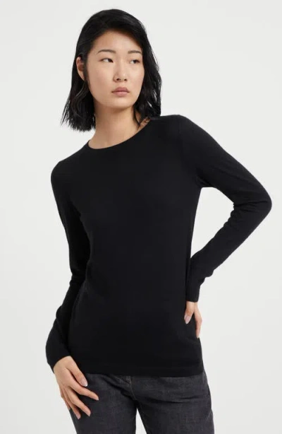 Brunello Cucinelli Cashmere-silk-blend Sweater In Black