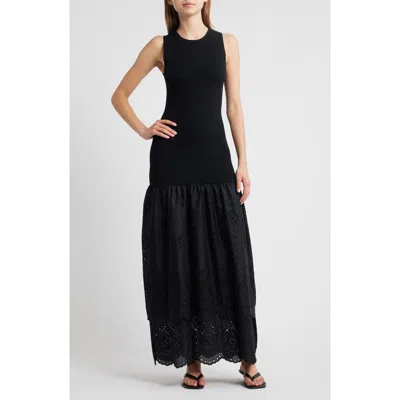 Rails Lavina Sleeveless Eyelet Embroidered Sundress In Black