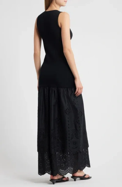 Rails Lavina Sleeveless Eyelet Embroidered Sundress In Black