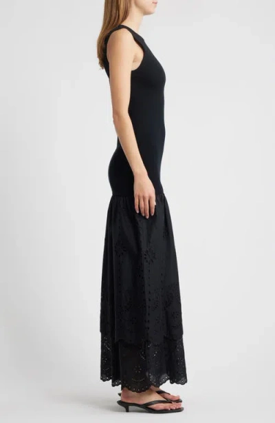 Rails Lavina Sleeveless Eyelet Embroidered Sundress In Black