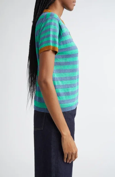 Yanyan Embroidered Stripe Linen Sweater
